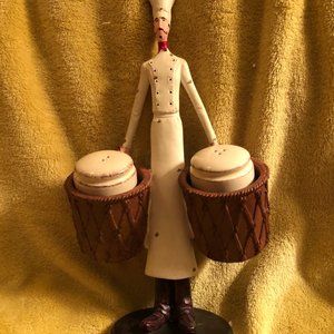 Unique Italian Chef Holding Salt & Pepper Shakers - NIB